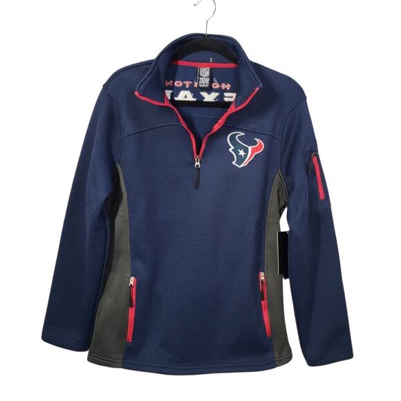 NFL Houston Texans Men’s S 1/4 Zip Pullover Blue Football Waffle Knit Top NEW - Picture 5 of 16